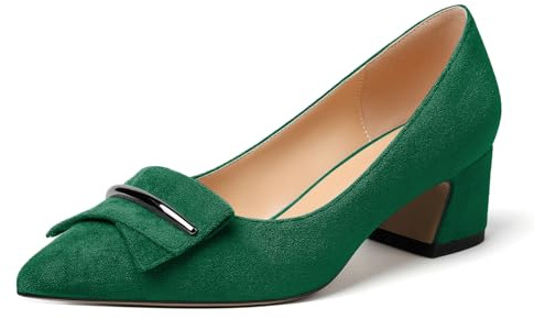 Elashe dam pumpar|Pumps Small Heel Escarpin |Pumps spetsig tå|Pumps Blockklack |klassisk brud & kontor sko fyrkantig häl, Sverige grönt, 40 EU