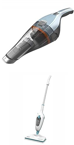 BLACK+DECKER Lot de Aspirateur de Table à Main sans Fil 7,2V, NVC215W-QW Balai Vapeur avec Nettoyeur à Main et 5 Accessoires - FSMH13E5-QS