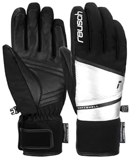 Reusch Skihandschuhe für Damen | extra warm & Winddicht mit Ziegenleder | wasserabweisende & atmungsaktive Winterhandschuhe mit Softshell, für Ski, Outdoor & Freizeit, Größe 6-8,5, Tessa STORMBLOXX