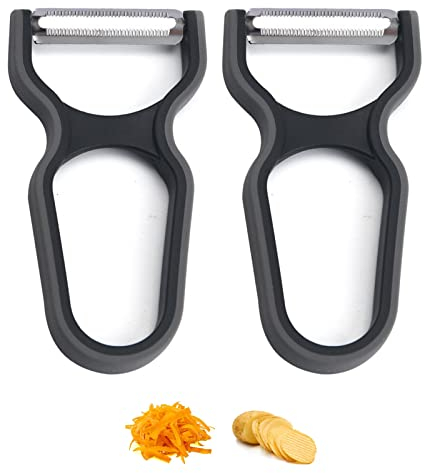RICHDMI 2 Piezas Pelador, Pelador Patatas, Pelador de Patatas, Pelador Verduras, Pelador De Patatas Pelador Verduras Acero Inoxidable, Pelador de Frutas y Verduras de Cocina(Negro)