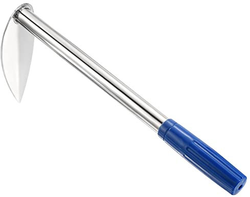 PATIKIL 13.78'' Houe Outil de Jardinage, Inoxydable Acier Jardin Houe et Cultivateur Main Motoculteur pour Jardin Creuser Désherber, Bleu Argent