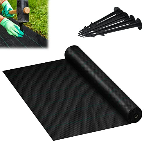 JOIEYOU Unkrautvlies Gartenvlies Wasserdurchlässig Unkrautfolie Unkrautbarriere Unkrautgewebe 1x50m