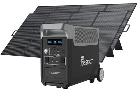 FOSSiBOT F3600 Generateur Electrique Solaire CA 3600W (7200W Pic) avec 2 panneaux solaires de 400W, Station Silencieux Portable 3840Wh LiFePO4, Onduleur Alimentation de Secours à Domicile Camping