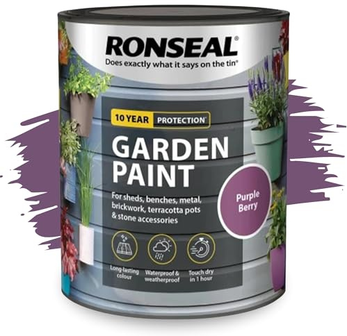 SAVING HUB Fence Paint Garden Shed Paint 750ml - Exterior Wood Paints Tin Waterproof, Weatherproof Paints - For Benches, Metal, Brickwork, Terracotta Pots, Stones Tin (Purple Berry)