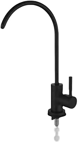 Lan-shop Grifo Generalizado, Grifo de Filtro de Agua Grifos de Cocina Negro 1/4 '' Fregadero de Acero Inoxidable Grifo de Filtro de Agua Grifo de Cocina de un Solo Orificio