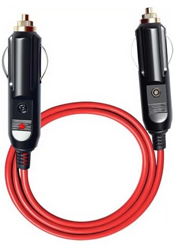 LIXINTIAN Cavo di ricarica da maschio a maschio da 12 AWG, spina accendisigari da 15 A con luci LED e protezione fusibile su entrambe le spine (1 m)