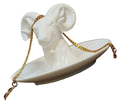 ABOOFAN Rustic Ceramic Goat Shape Jewelry Storage Tray Decorative Home Ornament for Wedding