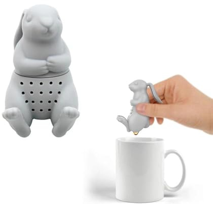 LUHEVIDIA infuseur thé Lapin mignon, boule a the réutilisable en silicone pour le thé en vrac, la boule a the infuseu créative sera un compagnon adorable pour l'heure du thé de l'après-midi