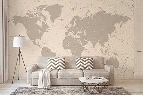 Carta Da Parati 3D Mappamondo Beige Fotomurali Murale Decorazione Sfondo Custom Wallpaper -323094 150x105cm