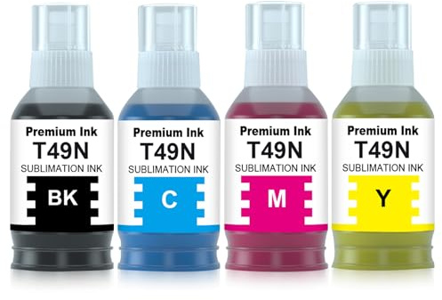 Yongairuink 560ml Kompatible T49N T49N1 T49N2 T49N3 T49N4 Sublimationstinte für SC23BK SC23C SC23M SC23Y Nachfülltinte für EPN SC-F100 SC-F500 SC-F501 (Schwarz, Cyan, Magenta, Gelb)