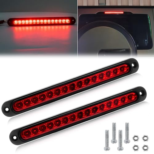 Ygmylandbb Barre de feux arrière de frein de remorque, universel flux séquentiel Feu de Freinage Supplémentaire, 24V 15LED Feu Stop, feux arrière étanches, Rouge 2Pcs (Flowing)