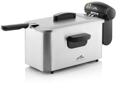 ETA Fritola Fritteuse I Edelstahlfritteuse I 2000 W I Fassungsvermögen 3 l I Temperaturregelung: 150 bis 190 °C I EASY CLEAN-Funktion I Sicherheits-Thermoverschluss