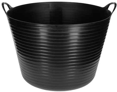 Kerbl Flexibler Trog FlexBag | 42 Liter, Schwarz, robuster Kunststoffkorb als Futter-, Transport- und Putzzeugeimer für Stall, Hof und unterwegs