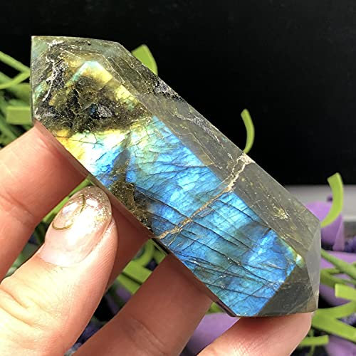 TRKTDXLQRI Labradorite Double-Pointed Pillar Moonstone Home Decoration Stone CHENRANYIN