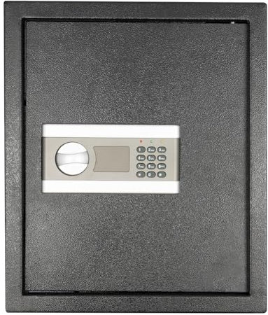 Caja fuerte de 45 litros, ignífuga, pequeña para el hogar, caja fuerte digital con estante extraíble, sistema de alarma y llave de emergencia para joyas, dinero en efectivo, medicamentos, documentos