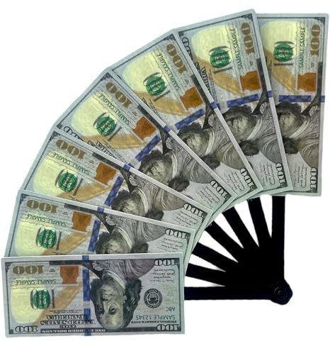 Bells Box 100 Dollar Note Design Folding Hand Fan - USA Souvenir - Novelty US Dollars Bill - Foldable Hand Fan - Wall Decoration Party - USA Gift