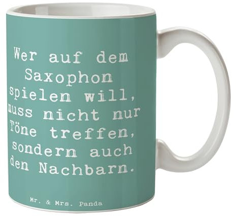 Mr. & Mrs. Panda Tasse Spruch Saxophon Spieler - Geschenk, Humor, Blues, Jazz, Schöne Teetassen, Töne treffen, Musiker, Teebecher, Trompeten, Tasse