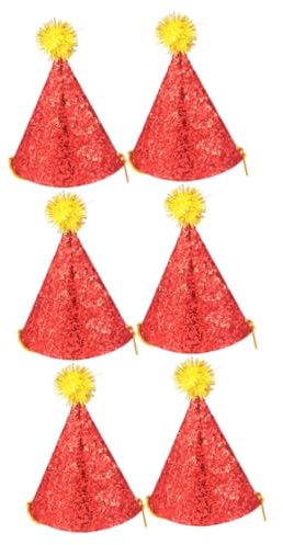 ibasenice 6 Stk Geburtstag Partyhüte Für Kinder Party-pom-pom-hut Kegelhüte Des Neuen Jahres -party-kappe Silvester Geburtstagskappe -geburtstagsmütze Kegelhut Rot