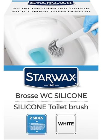 STARWAX - Spazzolino WC silicone double face - Pulizia facile anche nei punti più difficili - Asciuga rapidamente e senza odori - Resistente - Colore bianco
