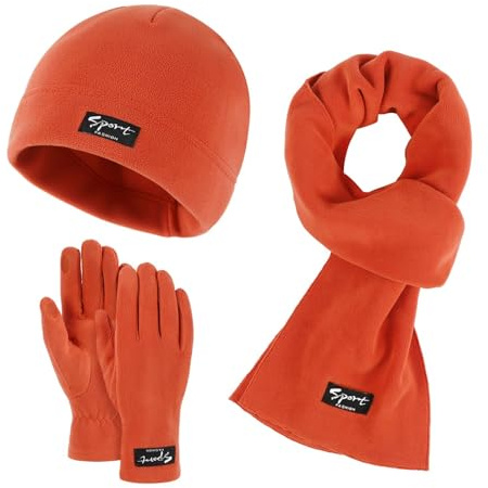 SAUTRV Damen & Herren Herbst Winter Warm Niedlich Wolle Mütze Schal Handschuhe Drei Stück Winter Schnee Strickmütze Bildschirm Fäustlinge Schals Sets Handschuhe Schal Set für Jungen