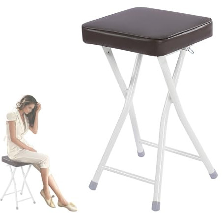 Sgabello da bar pieghevole, sgabello da bar pieghevole 19 pollici sedia portatile senza schienale con telaio in metallo sedile imbottito in schiuma quadrata per uso da 243 libbre (marrone) innovate
