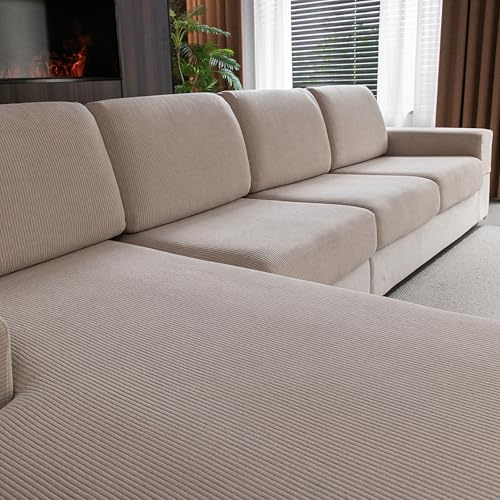 OHSIO Stretch Sofa Sitzkissenbezug - Rutschfester Sofa Überzug, Waschbarer Sofabezug, Universeller Couch Überzug, Strapazierfähig & pflegeleicht(Hellbraun, 1x Rückenlehnenbezug)