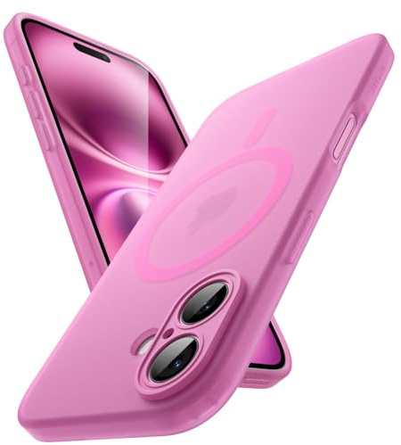 JETech Cover Magnetica Opaca per iPhone 16, Rosa | Compatibile con MagSafe, Custodia Satinata Traslucida in TPU Morbido, Anti-Ingiallimento, Anti-Impronte, Antiurto