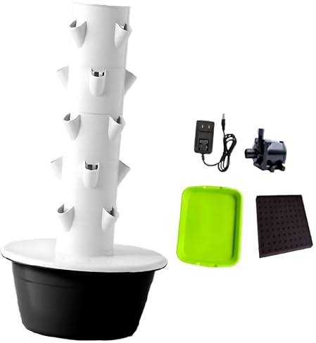 UPLTOE Hydroponic Tower Indoor/Outdoor Smart Garden,Hydroponics Growing System Tower,With Pump,With Seedling Tray,For Balconies, Courtyards, Roofs. Black-5layers
