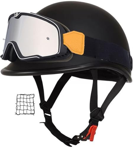 Casco Scodella Portatile Mezzi, Caschi Jet Mezzo, Caschi Da Motociclista Vintage Caschi Cromwell Caschi Casco A Scodella Scooter Motorino ECE/DOT Omologato Mezzo Elmetto Da Moto 1,L