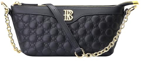 Royal Bagger Sac À Bandoulière en Chaîne Matelassée Classique pour Femme, Sac À Main en Cuir De Vache Souple Véritable, Sac À Main À La Mode 3263 (Noir)