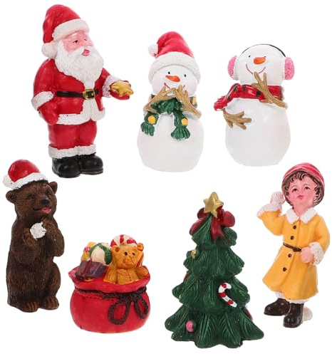 PartyKindom Christmas Snowman Figurines Resin Santa Claus Miniatures Xmas Party Favors Gifts for Boys and Girls Tree Decoration Micro Winter Ornaments
