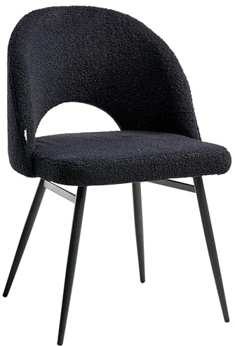 Beliani Conjunto de 2 sillas de Comedor Modernas tapicería de Tela bouclé Respaldo Recortado salón Comedor Negro Onaga