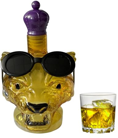 Decantador de Vidrio - Estatua de Vidrio con Diseño de Leopardo para Whisky | Objeto Decorativo Coleccionable para Brandy Tequila Sala Estantería Regalo Para Él