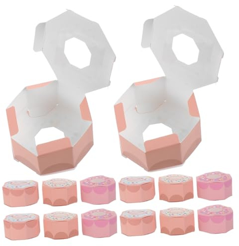 MERRYHAPY 30 Piezas Caja para Forma de Dona Contenedores para Pastelería y Cupcakes Cajas Pequeñas para Bodas Color Champán y Rosa para Fiestas y Repostería