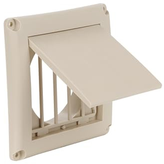 EverSafe 4 Dryer Vent Cover with Collar for Exterior Wall Vent Hood Outlet, Auto Airflow Grill, Flush Mount, Anti-Lint Buildup, Wildlife Guard, Tan