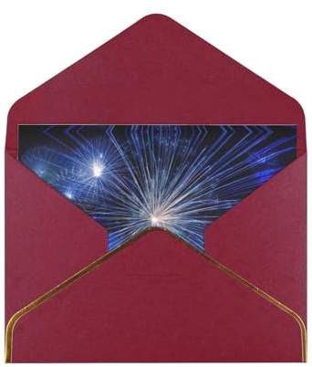 Tarjeta de felicitación de Año Nuevo con diseño de perlas de papel perlado con sobre, ribete dorado, invitación de boda o Navidad