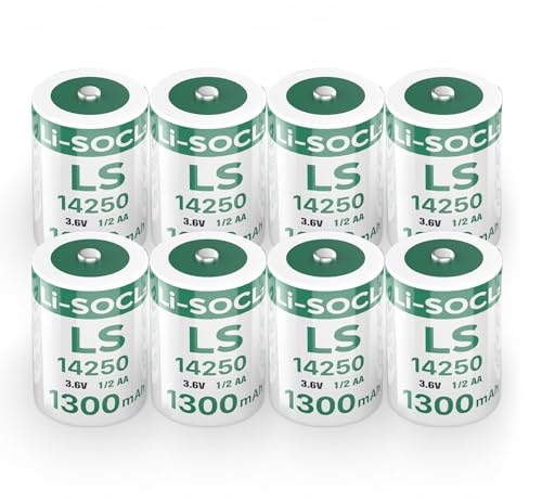 Confezione da 8 batterie al litio LS14250 3,6 V 1/2AA 1300 mAh, batterie ER14250, non ricaricabili