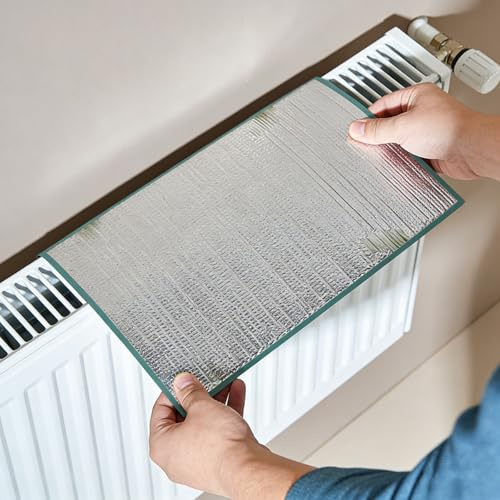 Pack de 1 Reflecteur Radiateur 5MM, Film Isolant Thermique en Feuille d'Aluminium, Panneau Reflechissant Radiateur pour Sol Toit Mur Fenêtre, Installation Facile(W 75 x H 90 cm)