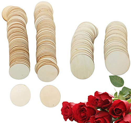 LUCKDANO 100 St 50 Mm Träcirklar - Oavslutade Runda Träskivor för DIY-pyssel och Bröllopsdekoration, Hållbar och Lätt, Perfekt för Scrapbooking och Korttillverkning