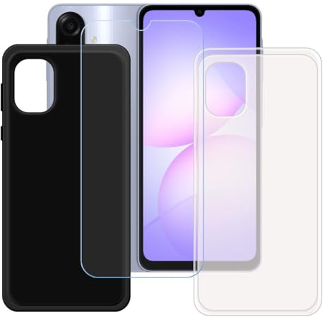 BMPNLSZ Funda (6,7) Screen Protector, Negro + Translúcido Suave Silicona TPU Canica Carcasa Caso Case + Cristal Templado Film Vidrio