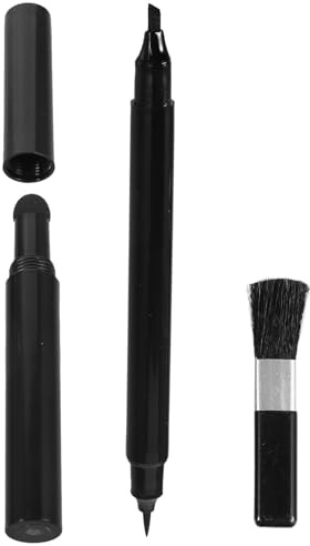 DECHOUS Lápiz Cuidado Barba y Bigote Doble Punta Relleno de Lápiz para Barba Negra con Pincel Herramienta para Perfilado y Mantenimiento Masculino