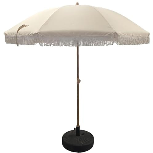 DRW Parasol de acero y poliester con flecos en blanco 205x195x195 cm