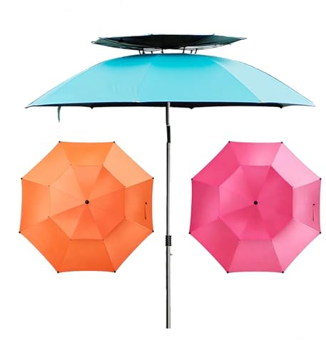 Ombrellone da giardino girevole a 360°, ombrelli da pesca rinfrescanti regolabili, flusso d'aria a doppio strato, 16 stecche robuste, perfetto for uso esterno(Blue,2.2M/7.21ft)