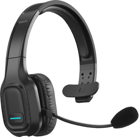 HOTOIQ Bluetooth Headset for Truck Drivers, Single Ear Wireless Headphone with Noise Cancelling Mic, Mute Button, Hands-Free Calling, 60H Battery Life for Call Center, Office & Mobile Phone