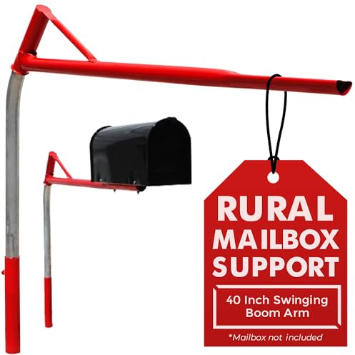 SwingClear, Mailbox Support Post with Swinging Boom Arm, No Dig Post, Galvanized Steel, Ideal for Both Rural and Residential, for All Mailbox Types (Accessories Sold Separatey), Made in The USA (Red)