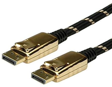ROLINE GOLD câble Displayport | transmission de l'écran - projecteur - carte graphique | manteau en nylon noir | DP M/M mâle - mâle 1 m