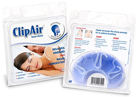 ClipAir - Dilatateur Nasal - Discret, Confortable et Réutilisable - Anti-Ronflement et Assèchement - Efficacité Prouvée, Fabriqué en Suisse (3 tailles S/M/L)