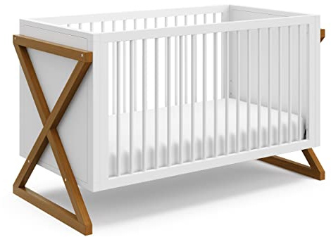 Storkcraft Equinox 3-in-1 Convertible Crib – GREENGUARD Gold Certified, Fits Standard Crib Mattress, Converts to Toddler Bed and Daybed, 4 Adjustable Mattress Heights (White and Vintage Driftwood)