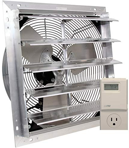 VES Exhaust Fan, 3 Speed Shutter Fan, Box Fan, with 9 Foot Cord for Indoor or Outdoor Ventilation (24 Inches with Control) (16 Inch w/Control)