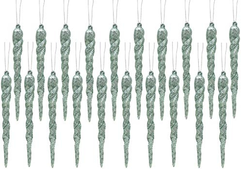 Christmas Concepts® 12cm Glitter Icicle Decorations - Luxury Christmas Tree Trims (Mint Green, Pack of 20)